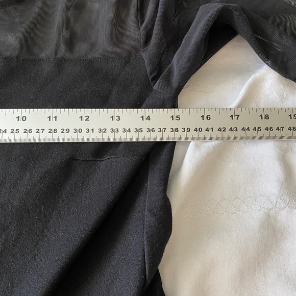 MNG Collection Women's Black Sheer Sleeve Peplum Top Brass Accents Size Small - Picture 12 of 16